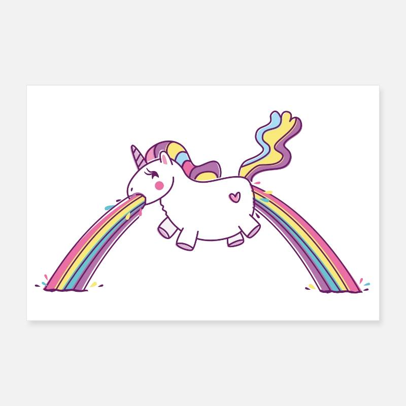 Kotzendes Einhorn, Regenbogen Kotze Poster 30x20 cm
