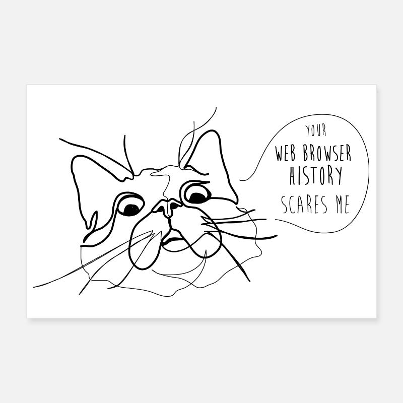 Cat Meme - Historique du navigateur Web effrayant Poster 30 x 20 cm