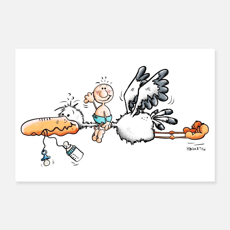 Cigogne apporte bébé Poster 30 x 20 cm