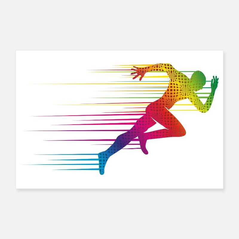 dynamisches Motiv eines Läufers beim Sprinten - Poster 30x20 cm - Weiß