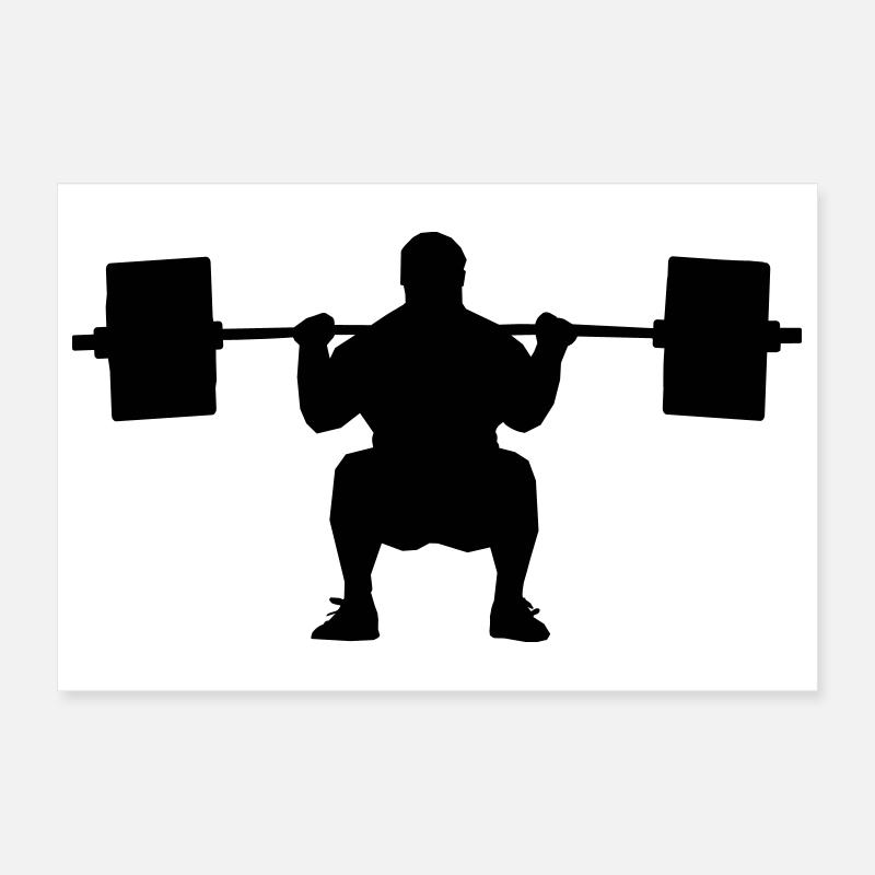 Weightlifter shadow figure Poster 12" x 8" (30x20 cm)