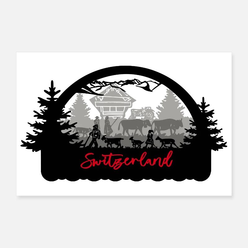 Silhouette Suisse Poster 30 x 20 cm
