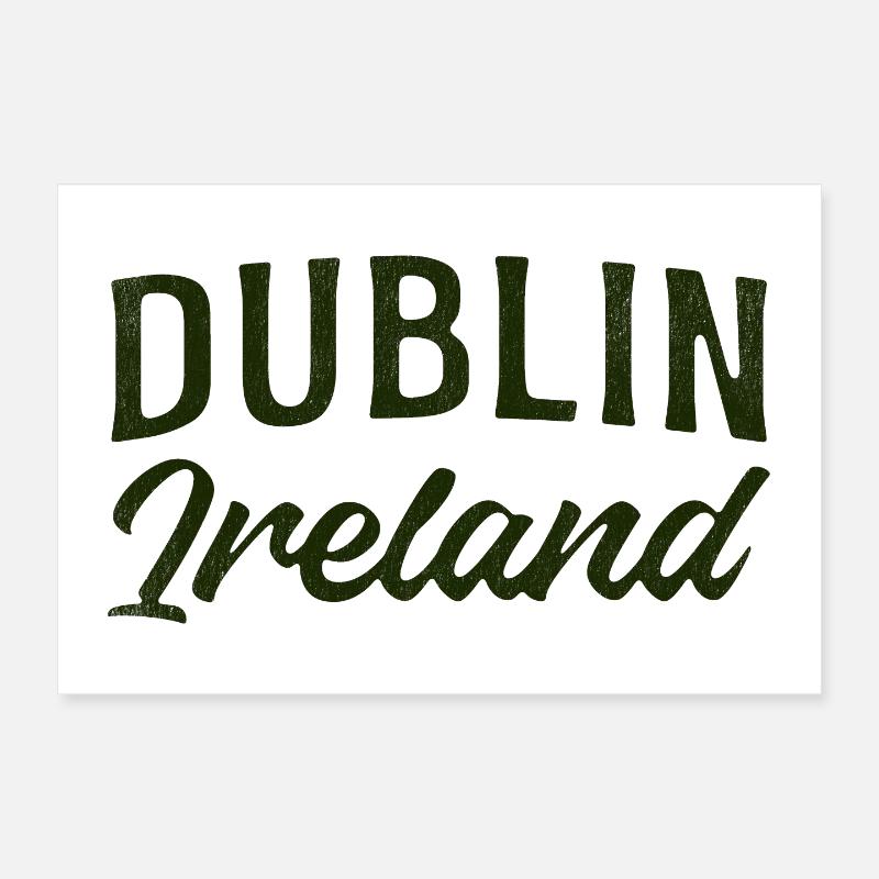 Dublin Ireland Script Typography Poster 12" x 8" (30x20 cm)