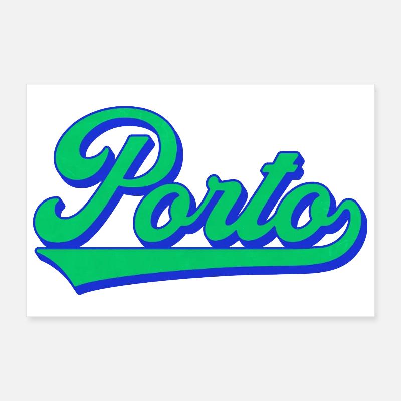 Porto Neon Script Retro Poster 30x20 cm