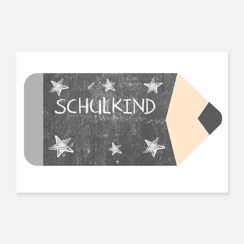 Crayon de couleur tableau noir design craie - étoiles - Écolier Poster 30 x 20 cm