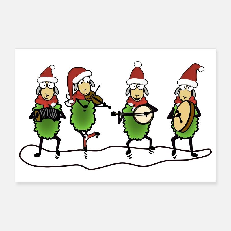 Mouton folklorique de Noël Poster 30 x 20 cm