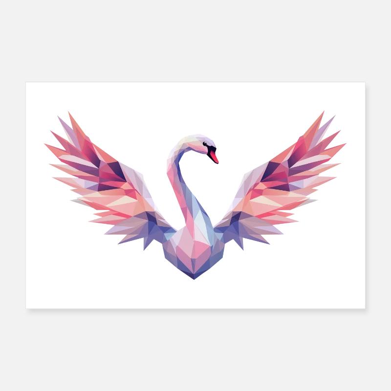 Geometric Swan with Gradient Poster 12" x 8" (30x20 cm)