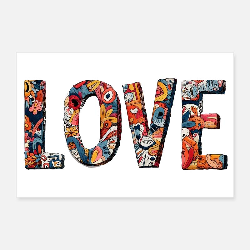 Creative Graffiti LOVE Design Poster 12" x 8" (30x20 cm)