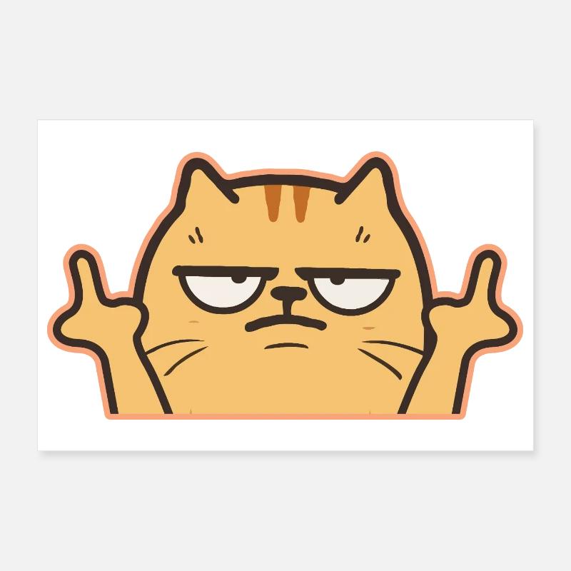 Middle Finger Cat Poster 12" x 8" (30x20 cm)