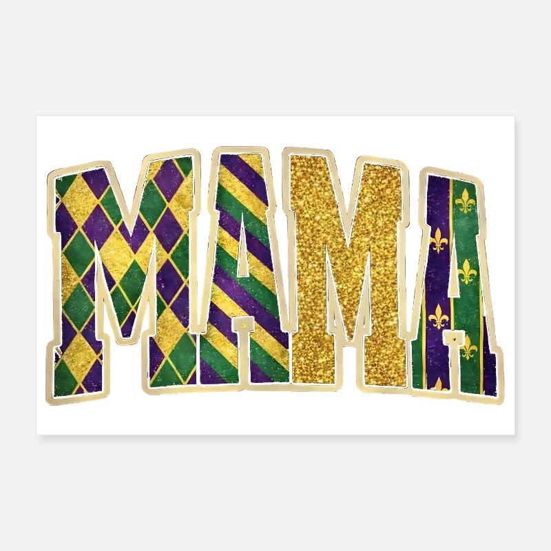 MAMA Mardi Gras Glitzerbuchstaben Poster 30x20 cm