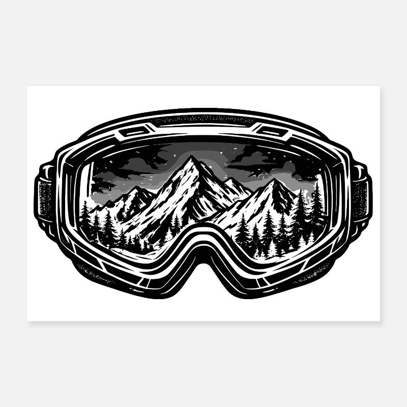 Mountains in ski goggle design Poster 12" x 8" (30x20 cm)