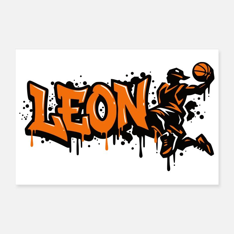 LEON Graffiti Basket-ball Dunk Poster 30 x 20 cm