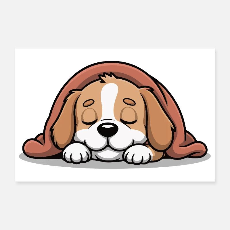 Sleeping Beagle Soft Toy Poster 12" x 8" (30x20 cm)