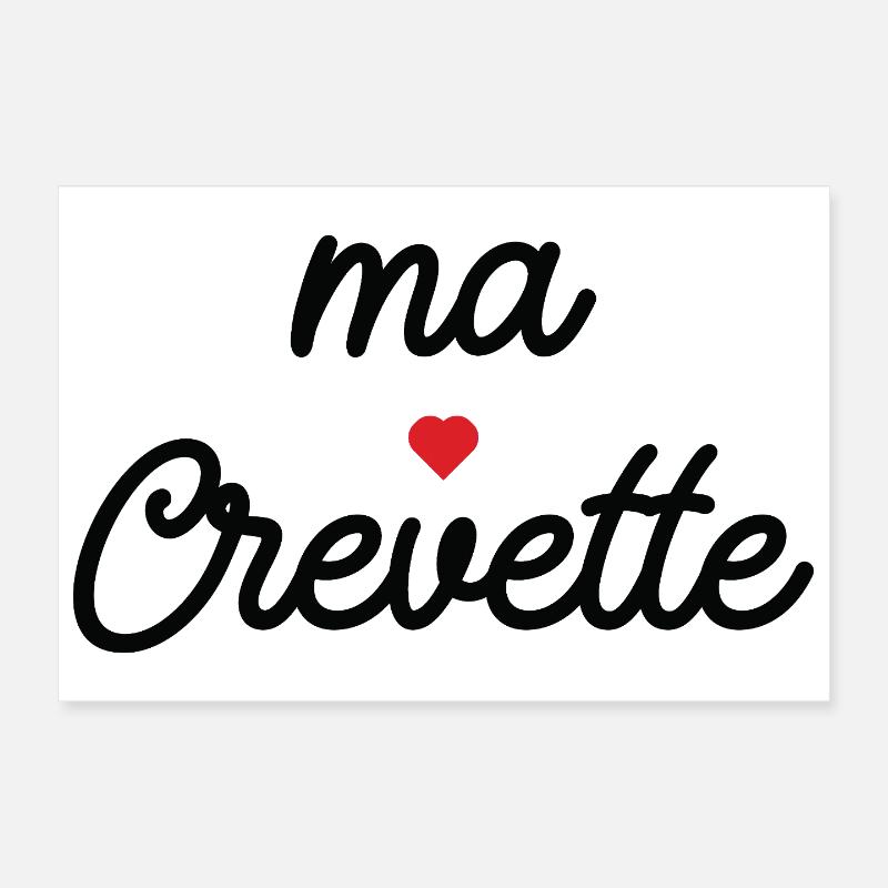 Ma Crevette Coeur Script Tee Poster 30 x 20 cm