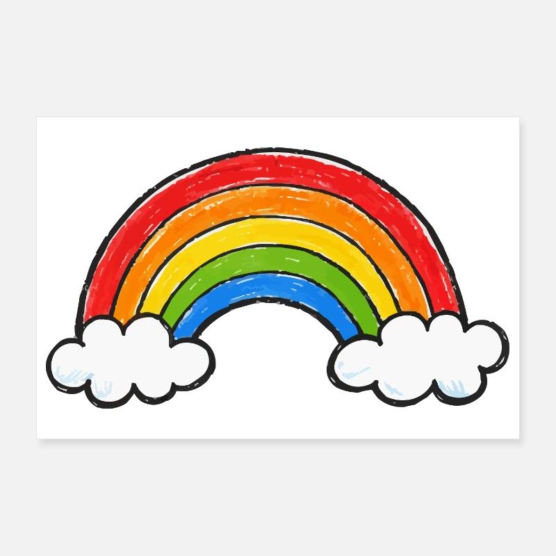 Hand Drawn Rainbow Poster 12" x 8" (30x20 cm)