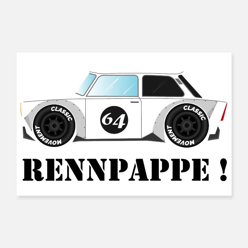 RENNPAPPE! Retro Rallye Auto Design Poster 30x20 cm