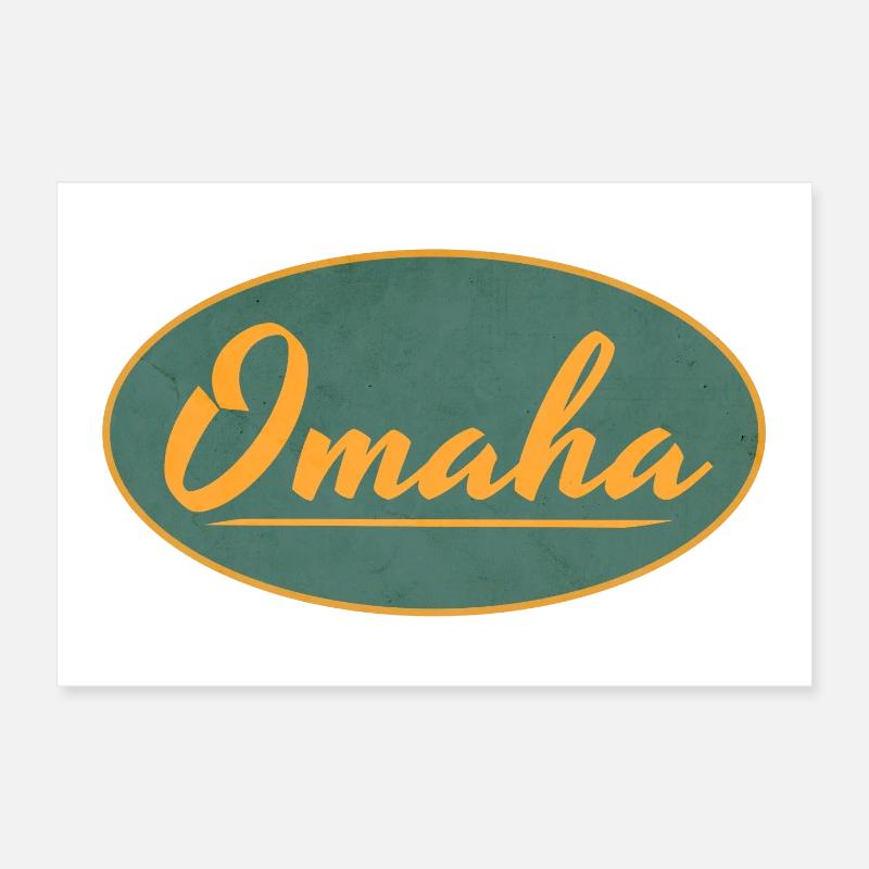 Omaha Vintage Script Emblem Poster 30x20 cm