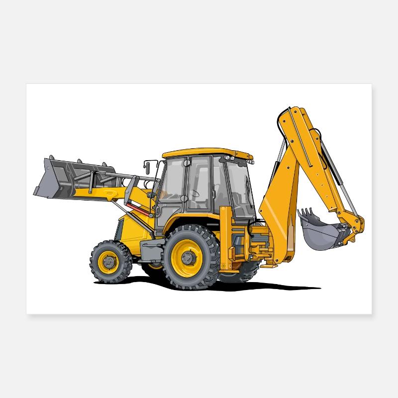 Backhoe Loader Tractor Poster 12" x 8" (30x20 cm)