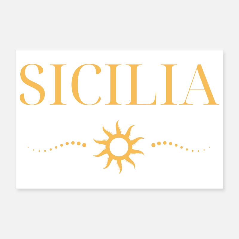 Sicilian Sun Coastal Pattern Poster 12" x 8" (30x20 cm)