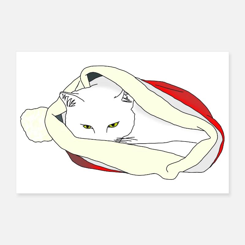 Chat de Noël Poster 30 x 20 cm