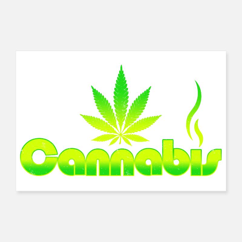 Lebendiges Cannabisblatt-Emblem mit grünem Farbverlauf Poster 30x20 cm