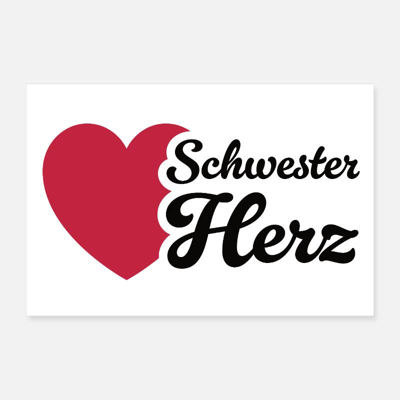 Herz Schwester Design mit Liebe Poster 30x20 cm
