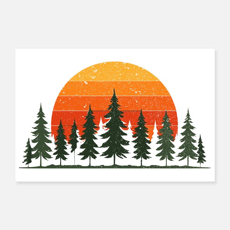 trees, forest, nature, wilderness, outdoor, sunset Poster 12" x 8" (30x20 cm)