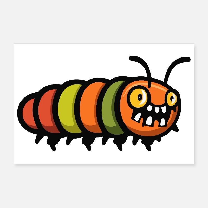 Worm Halloween Comic Funny Poster 12" x 8" (30x20 cm)