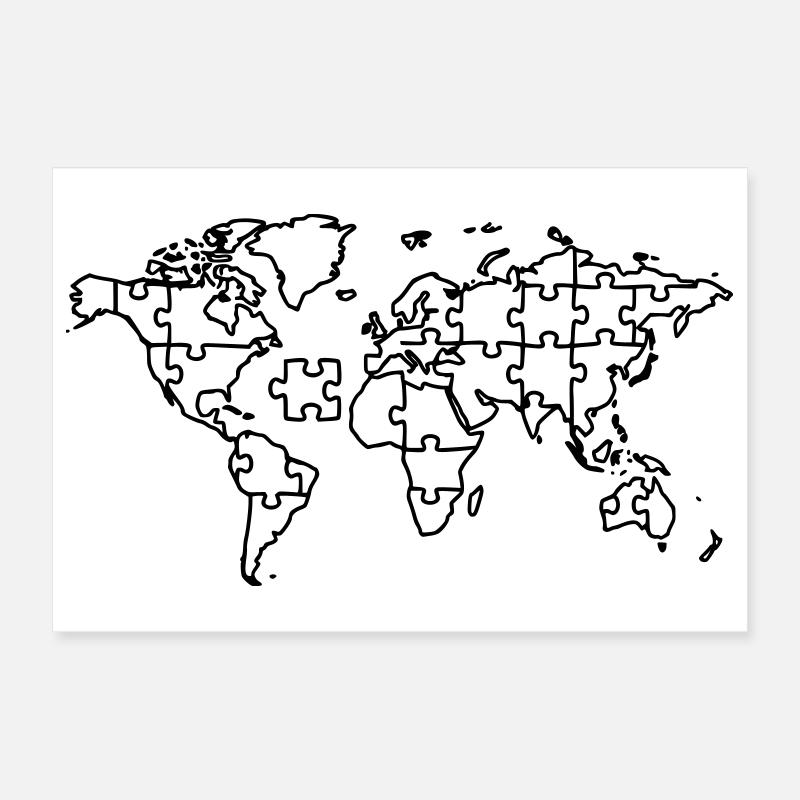 World Map Puzzle Earth Global Poster 12" x 8" (30x20 cm)
