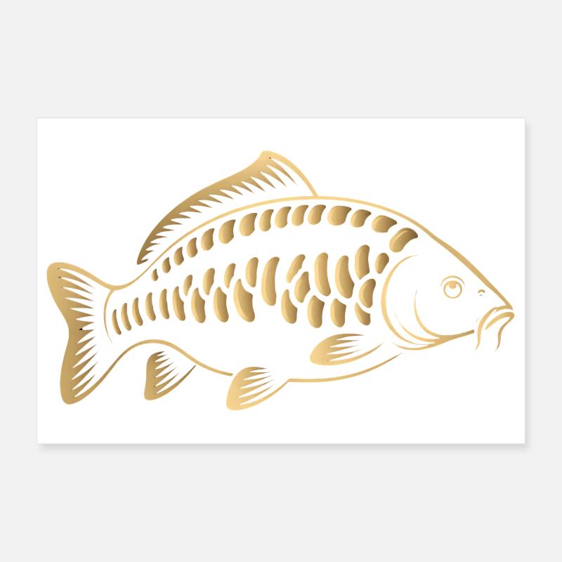 Carp Fish Minimalist Fishing Design Poster 12" x 8" (30x20 cm)