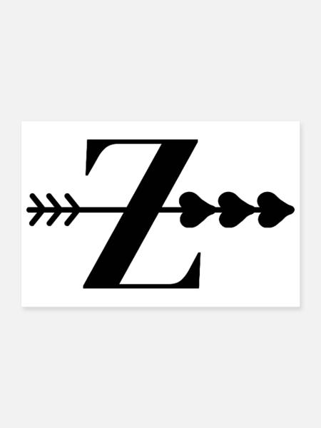 Buchstaben z, Pfeilherz - Poster 30x20 cm - Weiß - Vorne
