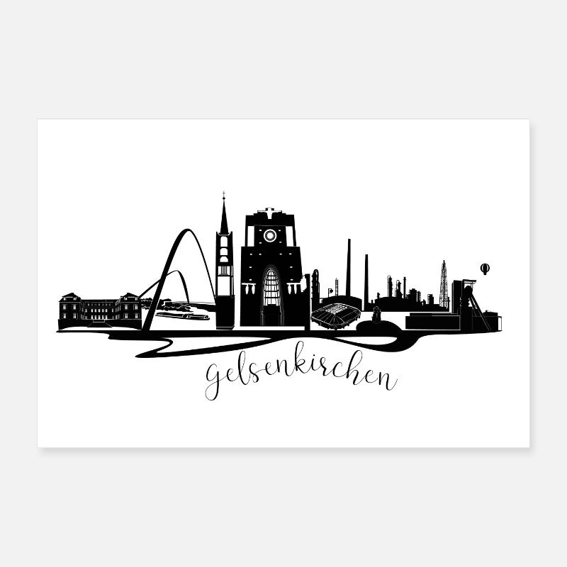 Horizon de Gelsenkirchen en silhouette Poster 30 x 20 cm