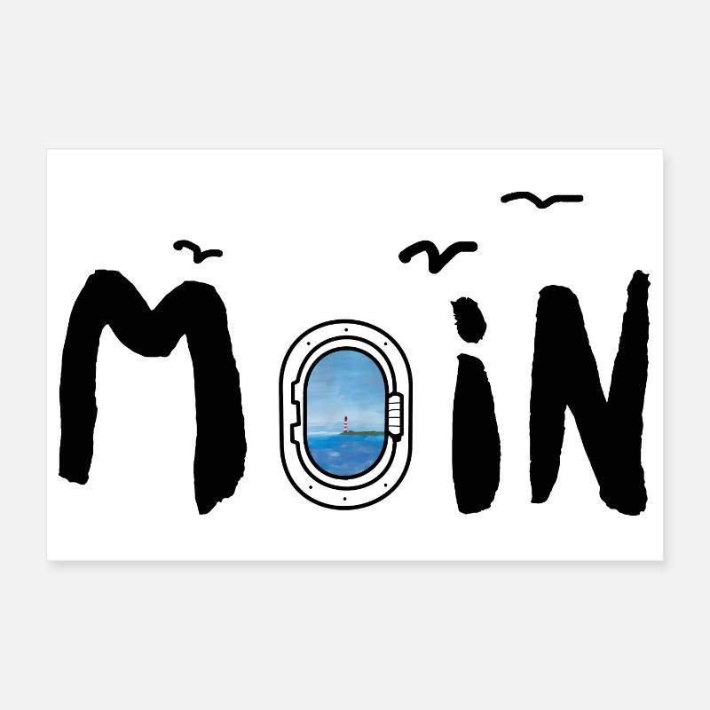 Moin Meer Leuchtturm Möwe See Nordisch Maritim Poster 30x20 cm