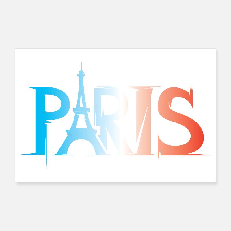 Paris Colors Symbol Eiffel Tower Illustration Icon Poster 12" x 8" (30x20 cm)