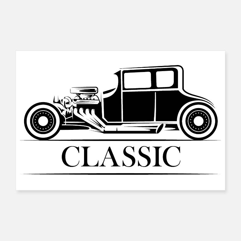Voitures classiques oldtimer illustration symbole graphique Poster 30 x 20 cm