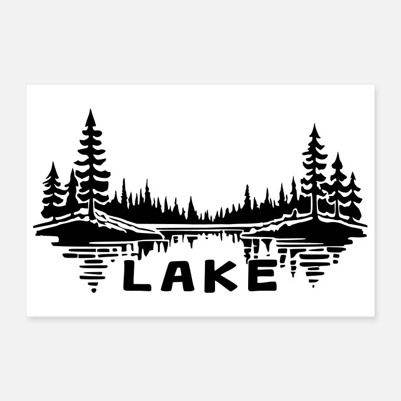 Lake Reflection [Black] Poster 12" x 8" (30x20 cm)