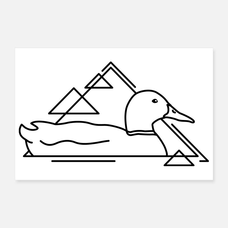 Floating duck in geometric design Poster 12" x 8" (30x20 cm)