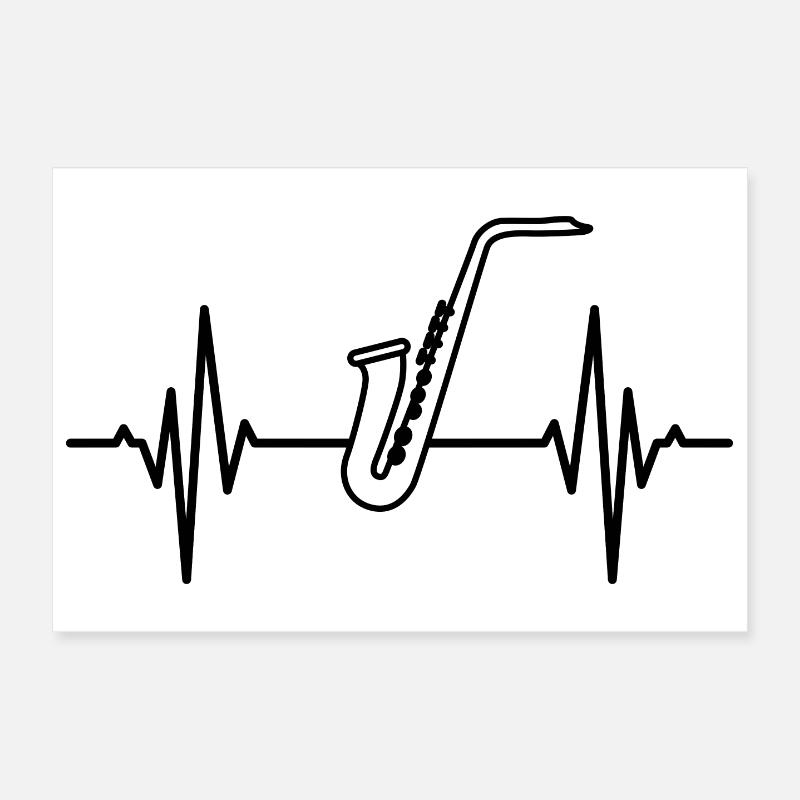 Saxophone ECG Heartline Poster 30 x 20 cm
