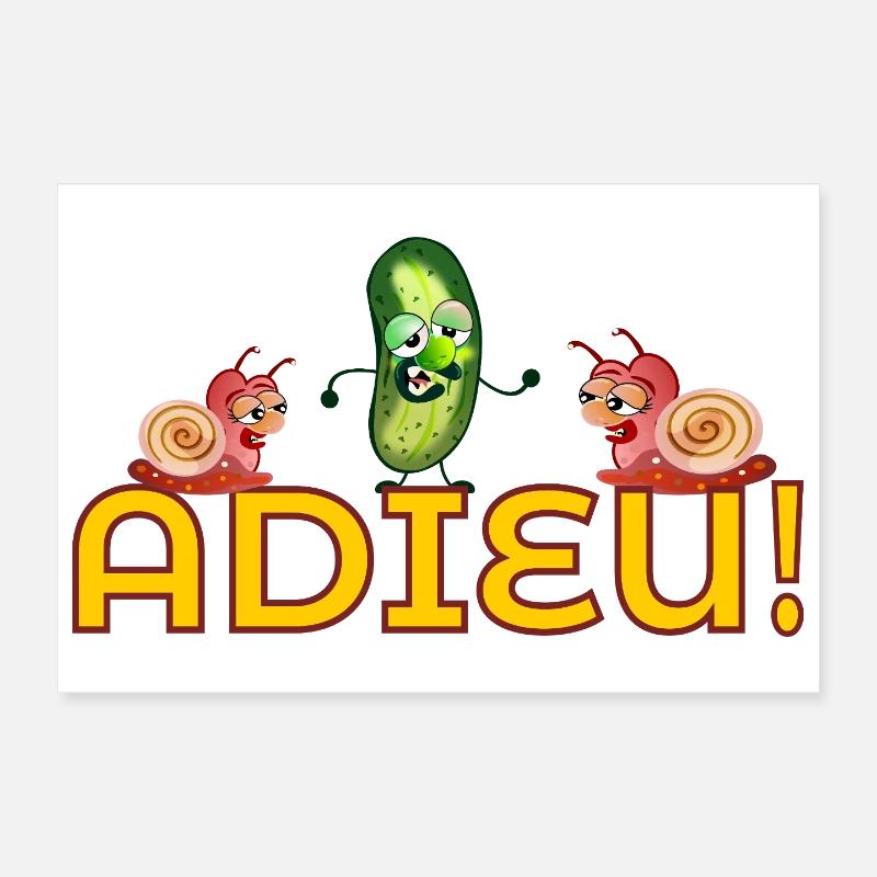 Fête d'adieu Escargots Cornichons Concombre Poster 30 x 20 cm