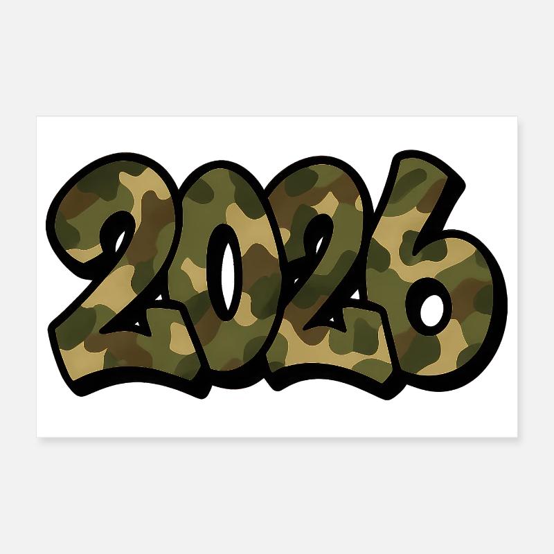 Camouflage Graffiti Année 2026 Poster 30 x 20 cm