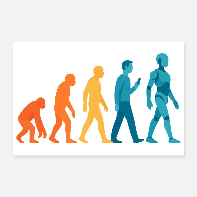 Evolution zum Roboter Outline Poster 30x20 cm