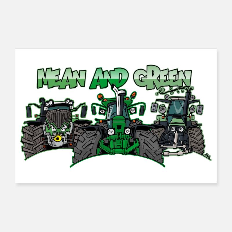Tracteurs Différents et Verts Poster 30 x 20 cm
