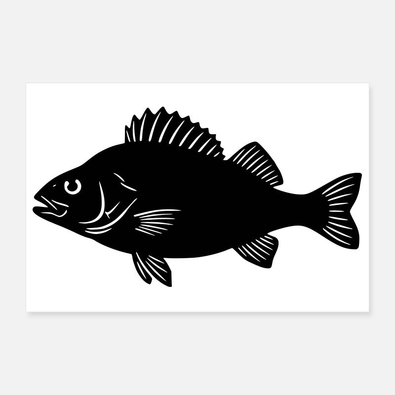 Logo de la silhouette du pêcheur perchoir Poster 30 x 20 cm