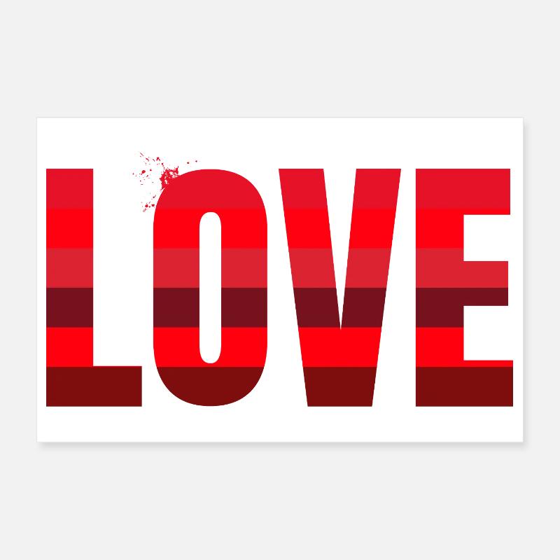 Love in Rot Streifen-Design Poster 30x20 cm