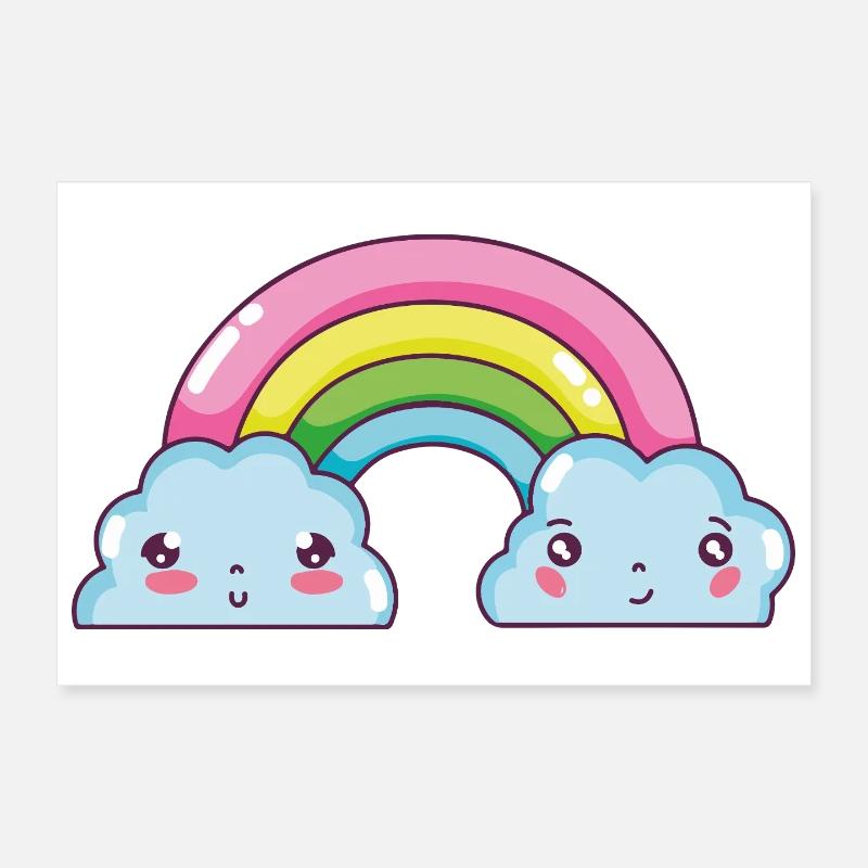 Charme Pastel Rainbow Clouds Poster 30 x 20 cm