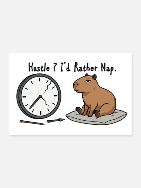 Capybara-Nickerchen-Humor Kaputte Uhr - Poster 30x20 cm - Weiß - Vorne