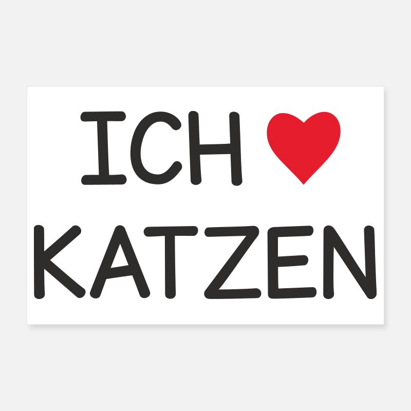 Ich ❤️ Katzen – Süßes Katzenliebe Textdesign Poster 30x20 cm