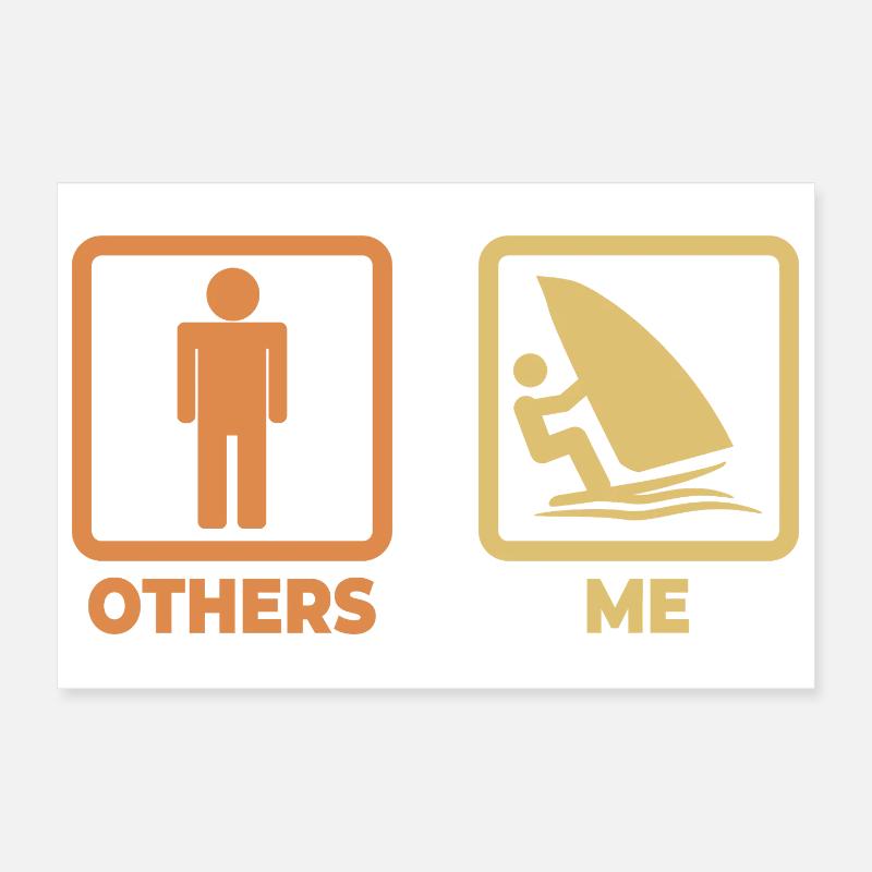 Funny Windsurfer Stick Figure Poster 12" x 8" (30x20 cm)