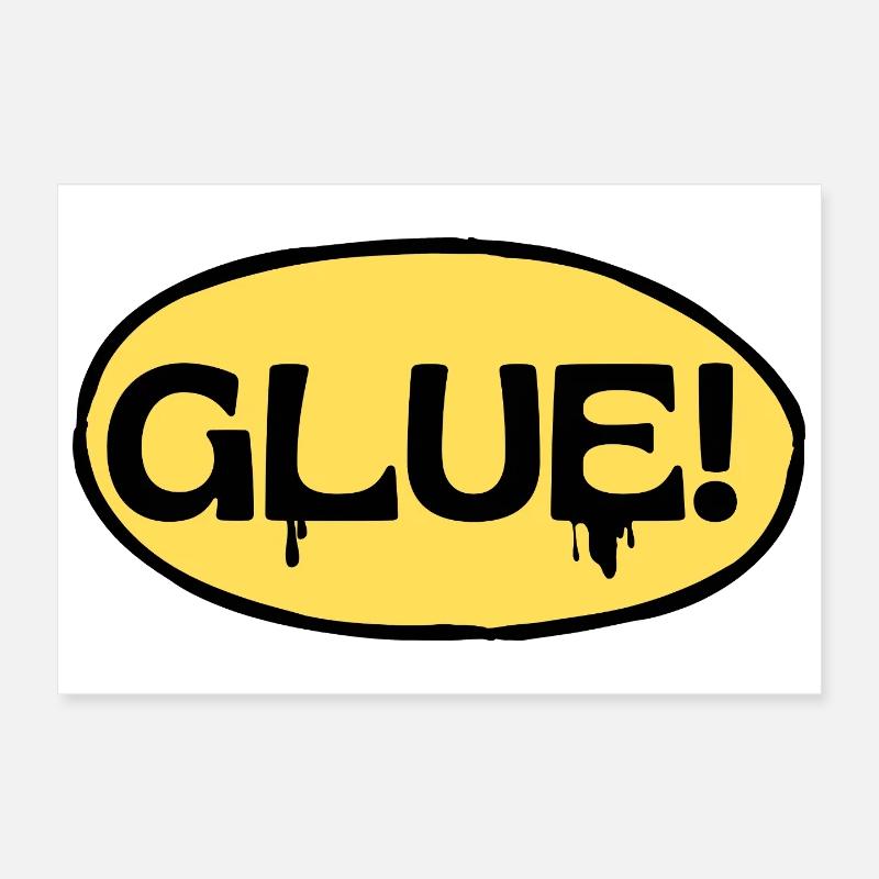 Colle ! Logo adhésif jaune - Poster 30 x 20 cm - blanc