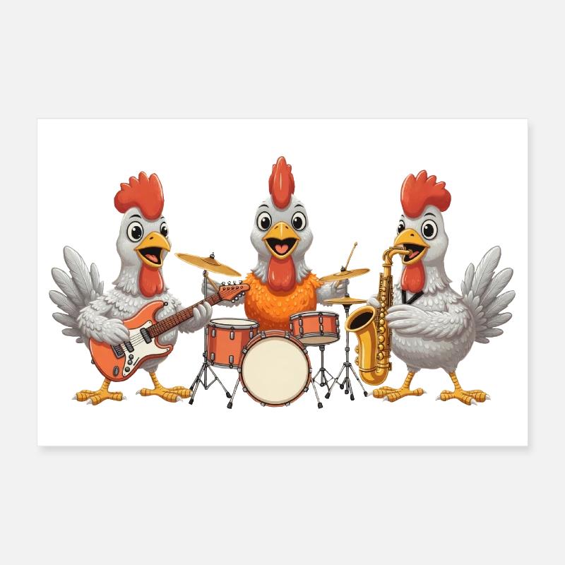 Musique des poules Poster 30 x 20 cm